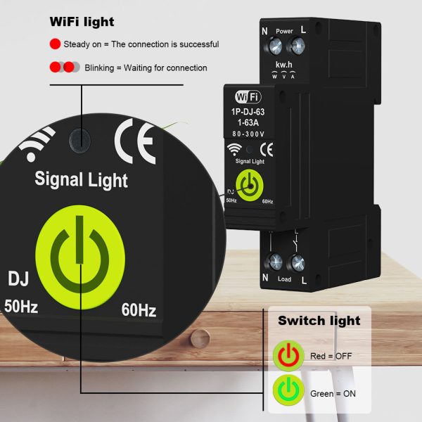 WIFI Smart circuit breaker Electricity Power kWh Meter Mini Remote Control Voltage smart home breaker 63A 1P+N /DJ - Image 4