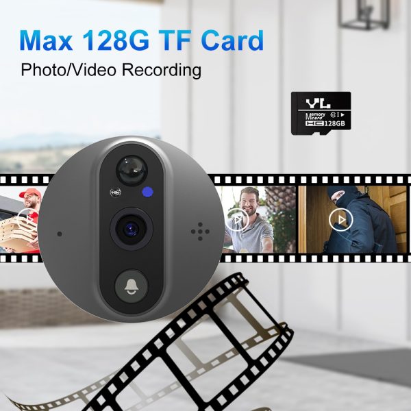 WiFi Door Bell Eye Mini Peephole Doorbell Camera Digital Viewer with Monitor - Image 2