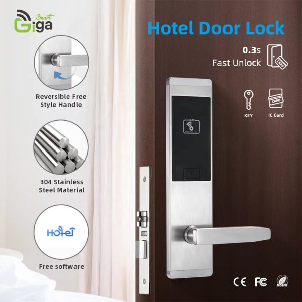 Giga Smart Steel Mortise Hotel Door Lock – Fingerprint, Keypad, RFID (Handle Mortise Lock)- H1 - Image 2