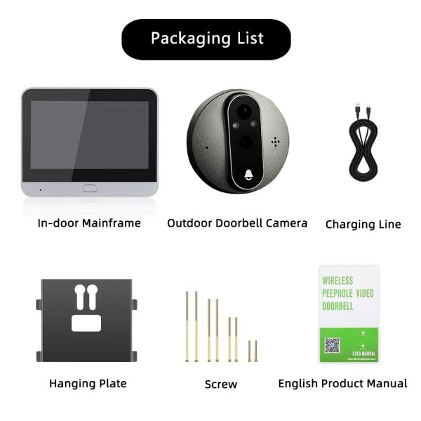 WiFi Door Bell Eye Mini Peephole Doorbell Camera Digital Viewer with Monitor - Image 3