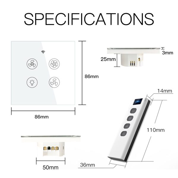 Smart RF Fan Light Dimmer switch with remote - Image 3