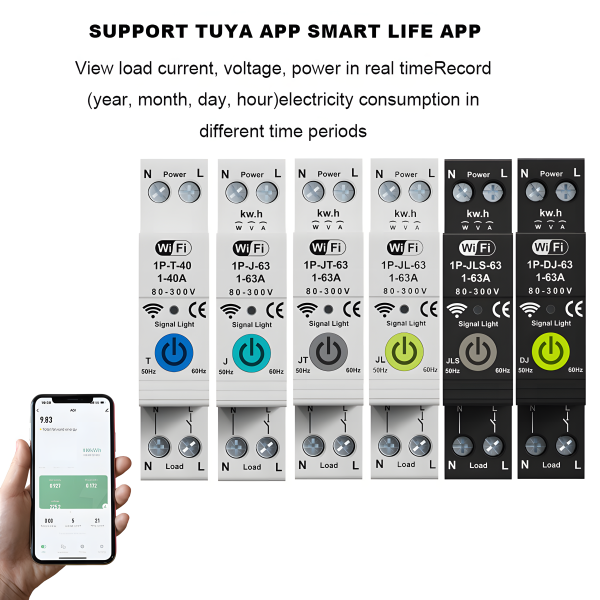 WIFI Smart circuit breaker Electricity Power kWh Meter Mini Remote Control Voltage smart home breaker 63A 1P+N /DJ - Image 3