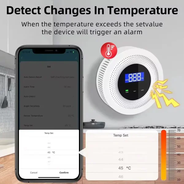 Smart LPG Gas Alarm Detector Leakage Sensor WIFI Temperature Detectors - Image 4