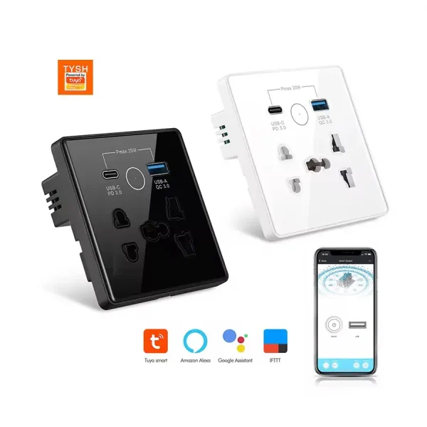 Smart 5 pin USB-A, USB-C touch Socket - Image 7