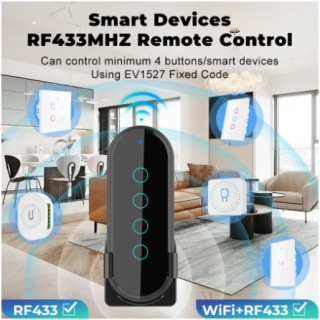 RF 433Mhz 4 Button Touch Remote Black